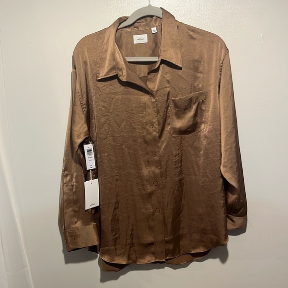 NWT Gold/Brown Size Small Wilfred Relaxed Shirt - Picture 1 of 9